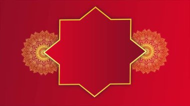Altın rengi lüks mandala döngüsü antika çiçekli animasyon süslemesi kırmızı gradyan animasyonunda altın çiçek desenli yatay arka plan