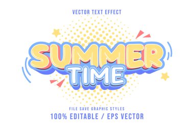 yaz zamanı metin efekti şablonu düzenlenebilir vektörü