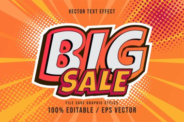 büyük satış metni efekti düzenlenebilir vektörü