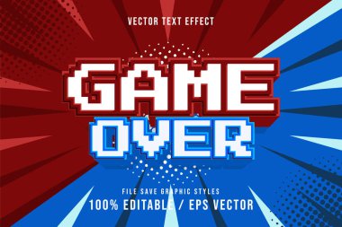 Premium Game Over metin efektleri tekrar düzenlenebilir, uygun poster, şablon.