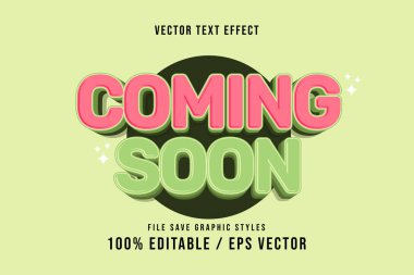 Premium Coming Soon metin efektleri yeniden düzenlenebilir, uygun poster, şablon.