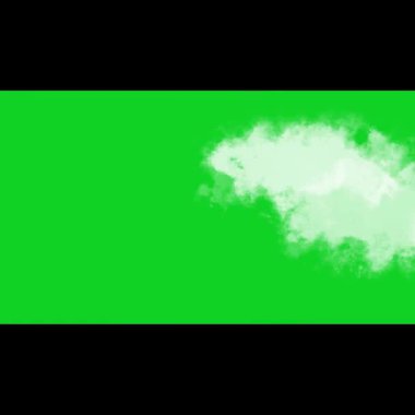 Yeşil tüylü beyaz bulutlar hareket ediyor. yeşil arkaplan bulut canlandırması