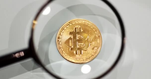 Lupa, bitcoiny v dolarech. — Stock video