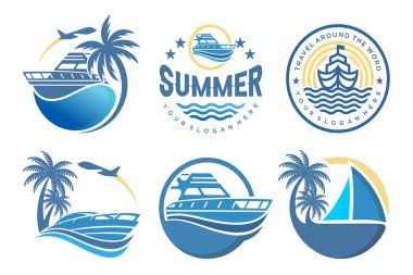 Denizcilik sembolü kavramı. Okyanus gemisi simgesi. vektör illüstrasyonu