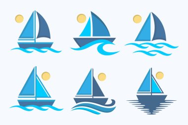 Yaratıcı gemi logo simgesi dizaynı. vektör illüstrasyonu.