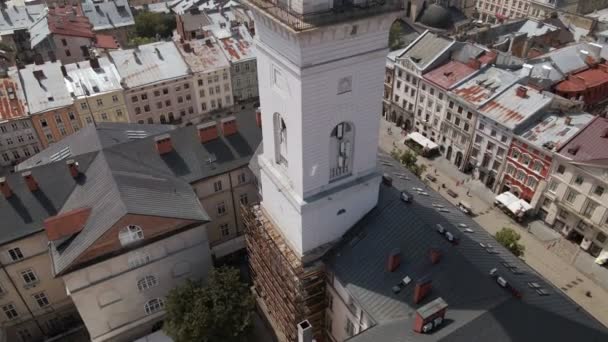 Вид с воздуха в центре Львова — стоковое видео