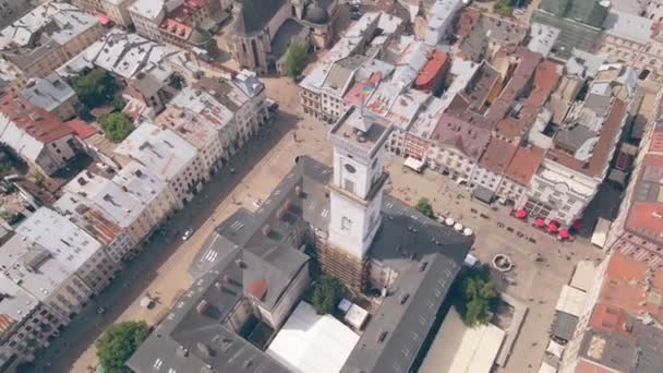 Lviv centrum antenn utsikt — Stockvideo