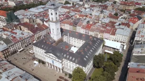 Вид с воздуха в центре Львова — стоковое видео