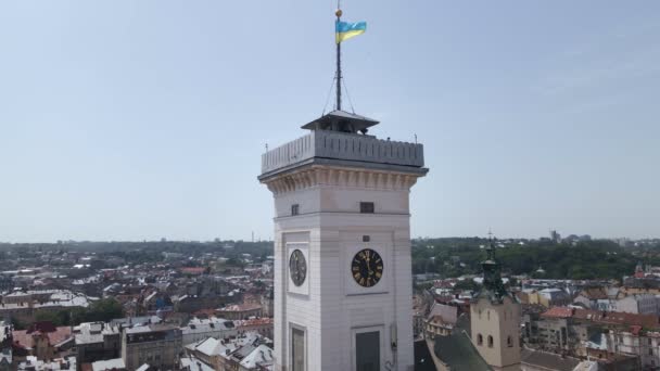 Lviv centro de la ciudad vista aérea — Vídeo de stock