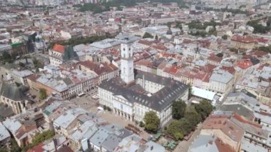 lviv şehir merkezi hava görüntüsü