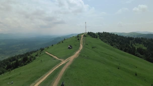 Панорамный вид на карпатские горы Украины — стоковое видео