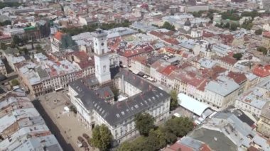 lviv şehir merkezi hava görüntüsü