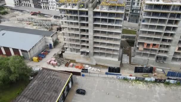 Widok z powietrza na plac budowy. rozwój miasta. — Wideo stockowe
