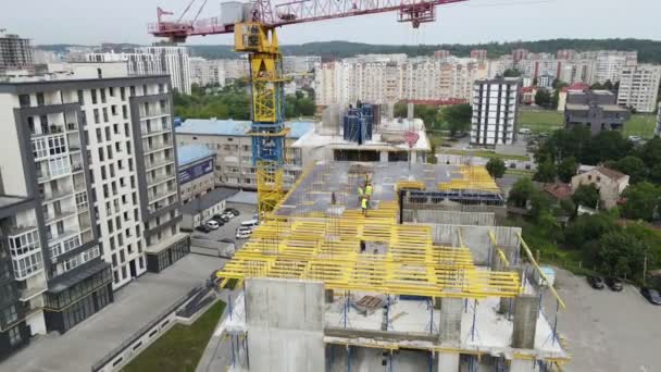 Aerial view of construction site. city development. — Stock Video