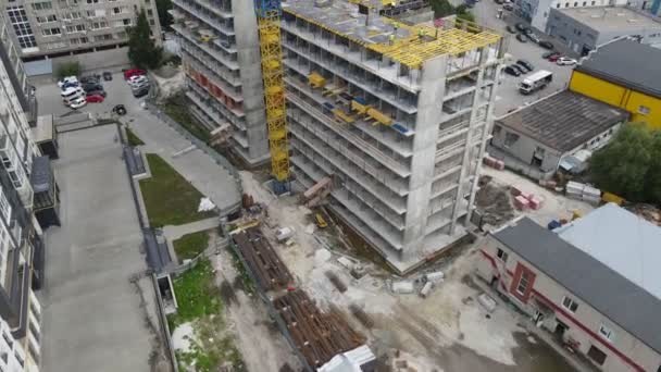 Aerial view of construction site. city development. — Stock Video