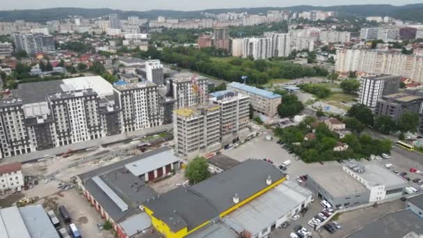 Aerial view of construction site. city development. — Stock Video