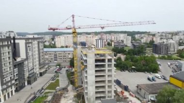 İnşaat alanının havadan görüntüsü. şehir gelişimi.