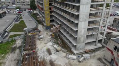 İnşaat alanının havadan görüntüsü. şehir gelişimi.