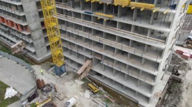 İnşaat alanının havadan görüntüsü. şehir gelişimi.