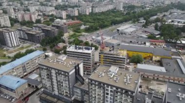 İnşaat alanının havadan görüntüsü. şehir gelişimi.