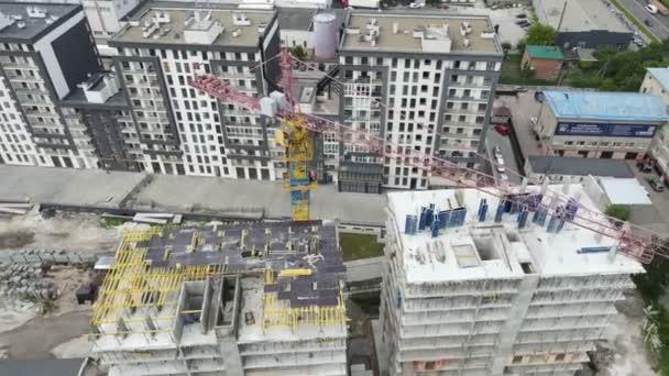 Aerial view of construction site. city development. — Stock Video