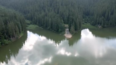 Ukrayna Karpatlar 'daki Sinnevyr Gölü' nün havadan görünüşü