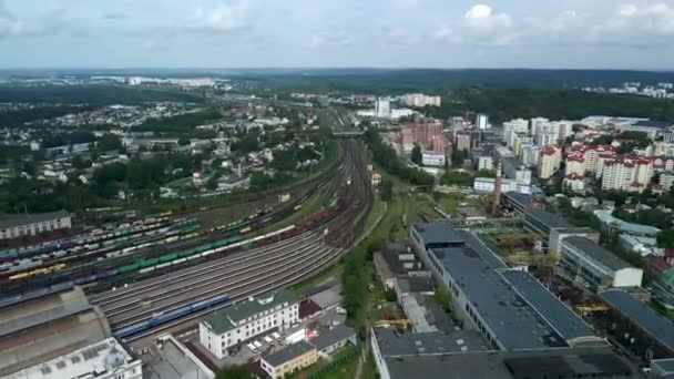 Vista aérea da estação central ferroviária — Vídeo de Stock