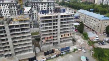 İnşaat alanının havadan görüntüsü. şehir gelişimi.