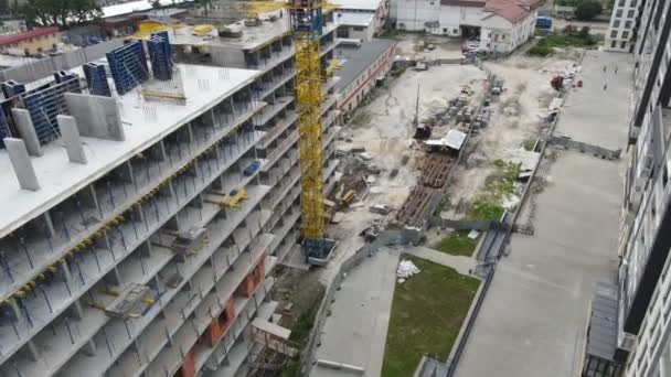 Vista aerea del cantiere. sviluppo urbano. — Video Stock