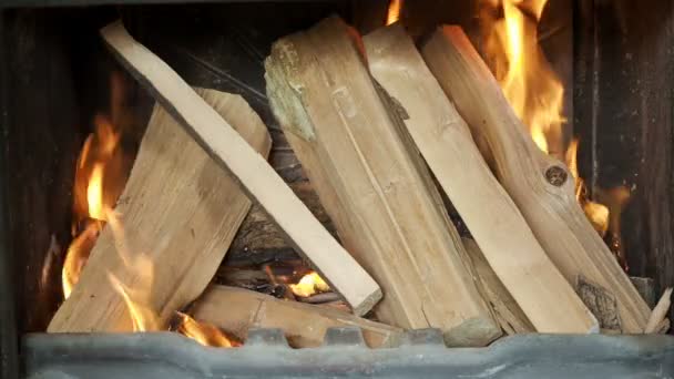 Kindle fire In The Fireplace — Stock Video