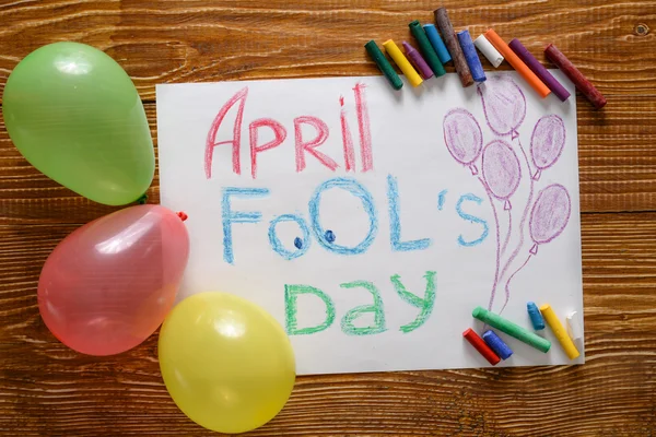 April fools day on the wooden background — Stock Photo, Image