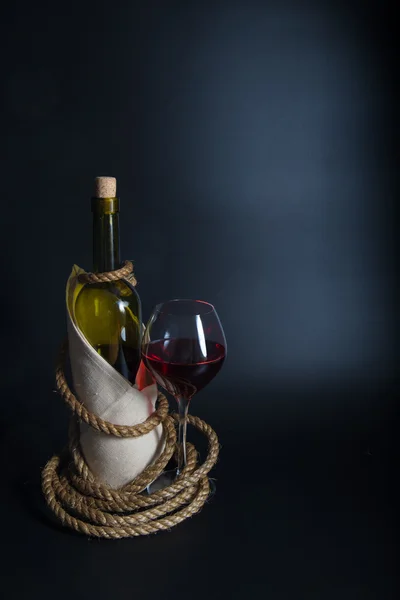 Glass, wine, rope — Stock Photo, Image