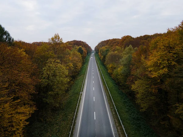 Letecký Pohled Podzimní Dálniční Kopírovací Prostor — Stock fotografie