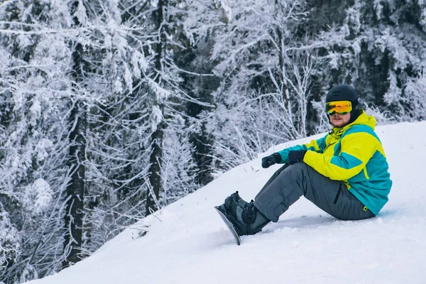 Cinta Homem Snowboard Actividades Desportivas Inverno Resort Esqui — Fotografia de Stock