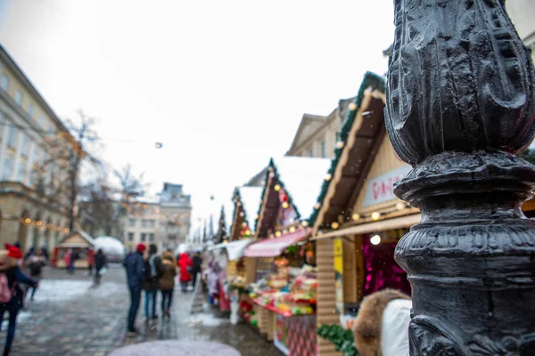 Uitzicht Kerstdorp Stadsplein Kopieerruimte — Stockfoto