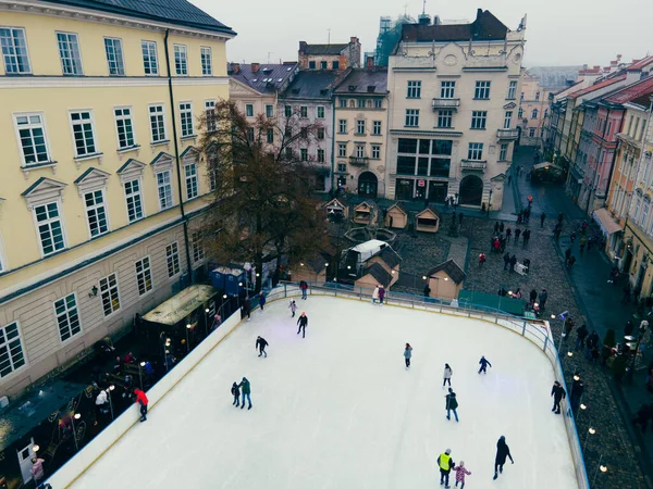 Bovenaanzicht Van Skipiste Het Centrum Kopieerruimte — Stockfoto