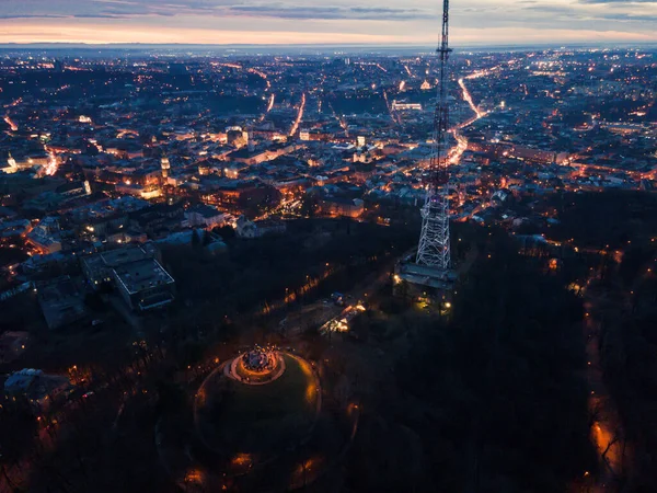 Vista Aérea Castelo Alto Quase Lviv Espaço Cópia Cidade — Fotografia de Stock