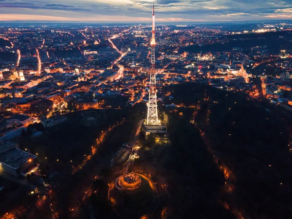 Antenn Utsikt Över Hög Slott Och Nära Lviv Stad Kopia — Stockfoto