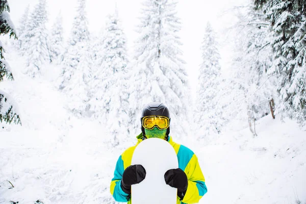 Homme Snowboarder Dans Espace Copie Équipement Ski — Photo