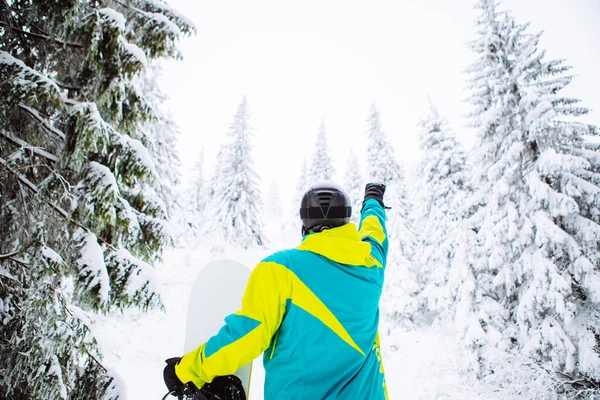 Kayak Ekipmanlarında Snowboardçu Kopyalama Alanı — Stok fotoğraf