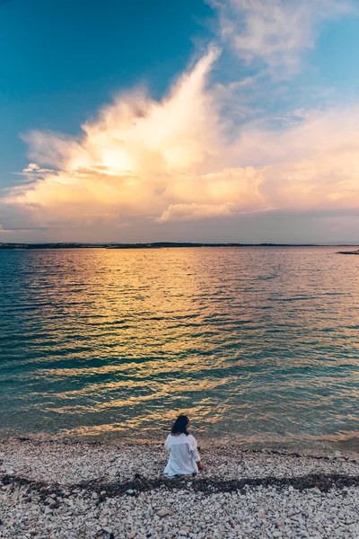 Por Sol Sobre Água Mar Espaço Cópia Baía — Fotografia de Stock