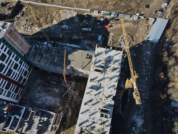 aerial view of apartments construction site copy space
