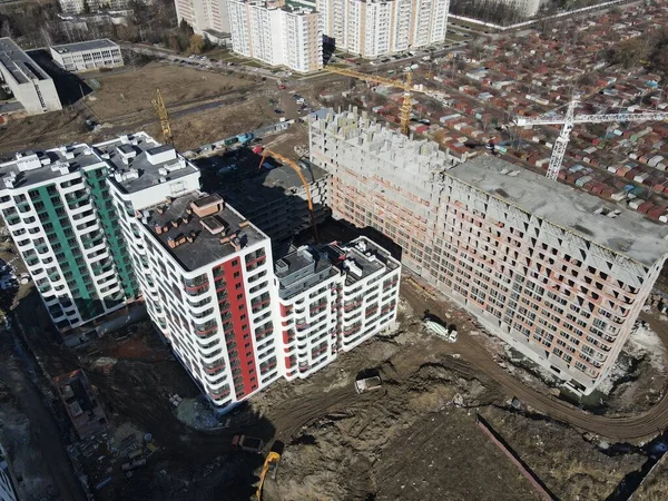 aerial view of apartments construction site copy space
