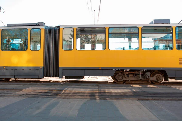 Över Spårvagn Stad Stadstrafik Kopia Utrymme — Stockfoto