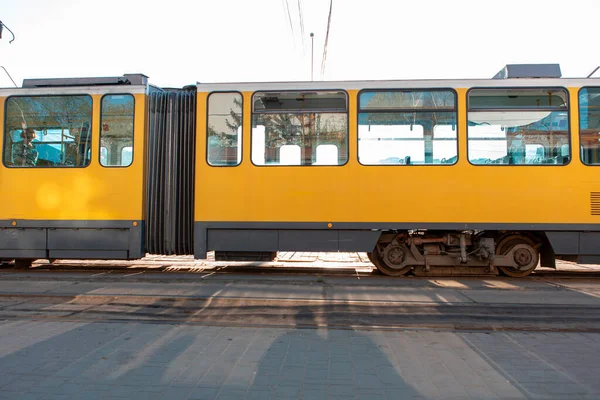 Widok Miejskiego Transportu Tramwajowego Przestrzeń Kopia — Zdjęcie stockowe