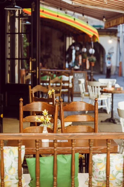Mesas Vacías Café Aire Libre Espacio Copia — Foto de Stock
