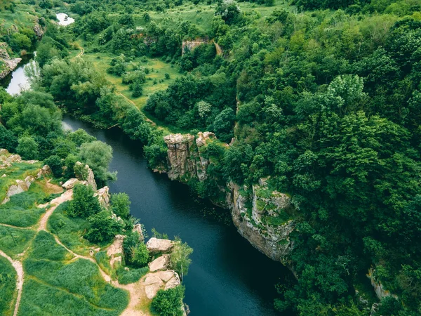 Fiume Canyon Vista Dall Alto Copia Spazio Punto Riferimento — Foto Stock