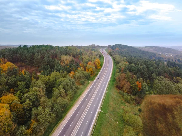 Aerial View Autumn Highway Copy Space — Stock Photo, Image