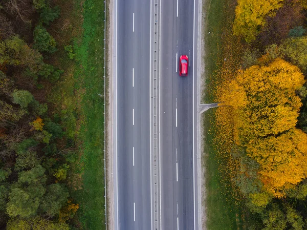 Letecký Pohled Podzimní Dálniční Kopírovací Prostor — Stock fotografie