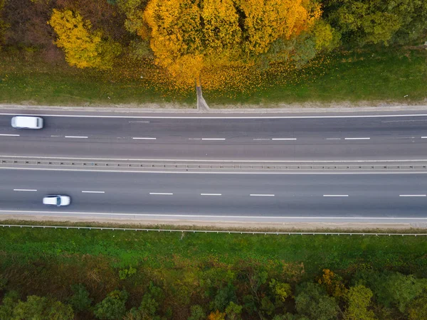 Letecký Pohled Podzimní Dálniční Kopírovací Prostor — Stock fotografie